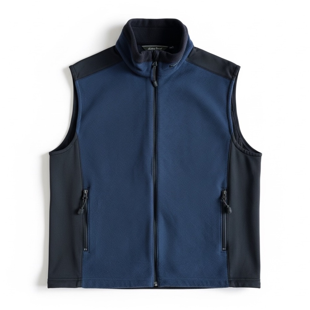 Eddie Bauer Windcutter Fleece Vest Blue Full Zip Outdoor Large